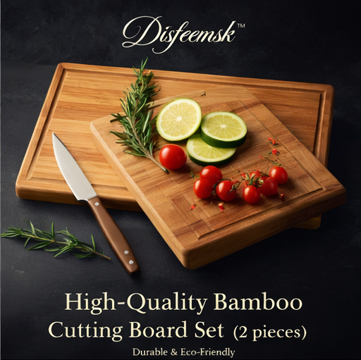 Disfeemsk™ High-Quality Bamboo Cutting Board Set (2 pieces) Bamboo cutting boards, Eco-friendly kitchen tools, Durable cutting surfaces