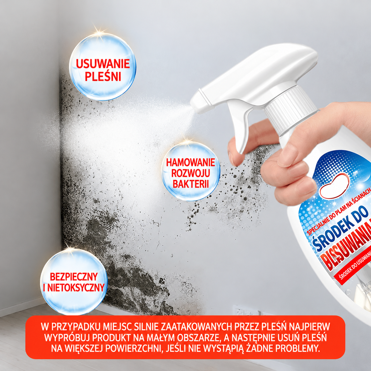 ✨ Wysoce skuteczny spray do usuwania pleśni – pomaga zapobiegać jej ponownemu pojawieniu się