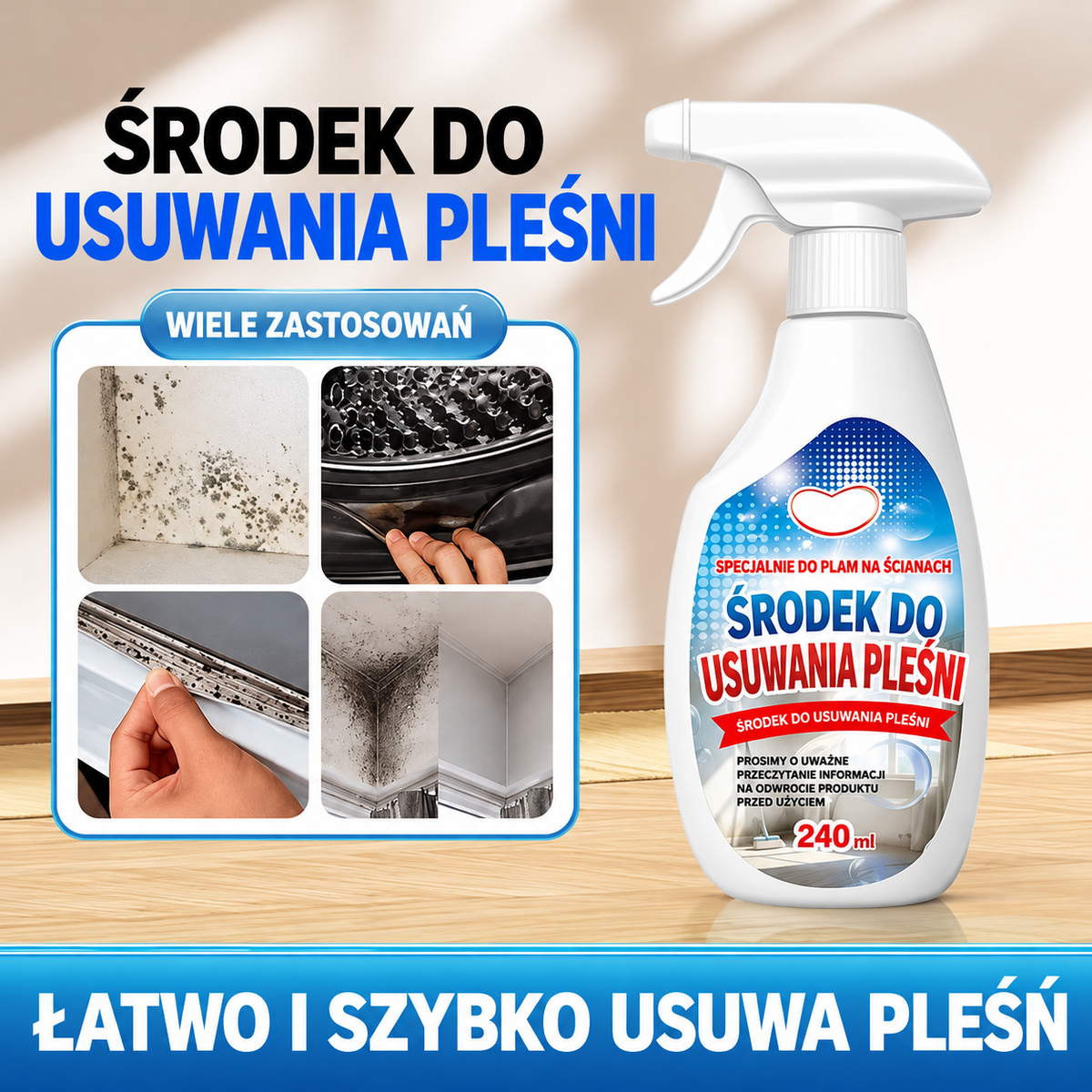 ✨ Wysoce skuteczny spray do usuwania pleśni – pomaga zapobiegać jej ponownemu pojawieniu się