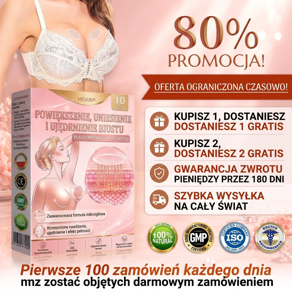 🌟HISKIN® MIKROIGŁOWE PLASTRY UNOSZĄCE I UJĘDRNIAJĄCE BIUST